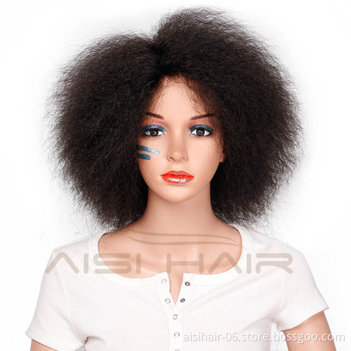 Dark Natural Black Synthetic Wig Kinky Curly Short Afro Wigs For Women Fluffy Wigs for African American